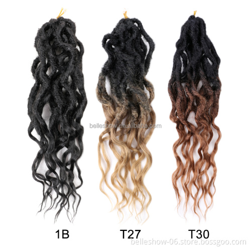 16inch 24inch Goddess Locs Crochet Hair Wavy Faux Locs with Curly Ends River Synthetic Braiding Hair Extension Queen Locs